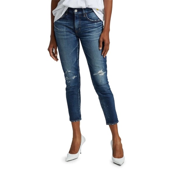 Moussy Denim - Moussy Vintage Lancaster Mid-Rise Distressed Skinny Cropped Jeans Size 27